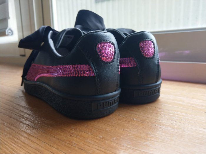 限時特價 南◇現貨 PUMA BASKET HEART BLING 366847 01 黑色 蝴蝶結 黑紫亮片