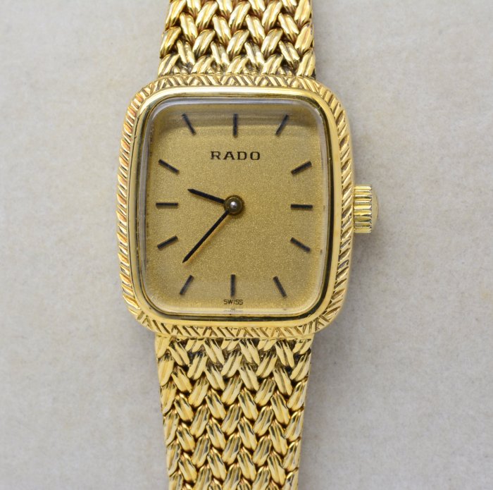 《寶萊精品》RADO 雷達金黃方型手動女子錶