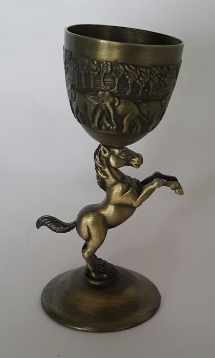 340 蒙古青銅合金馬雕酒杯 10.5*4 cm