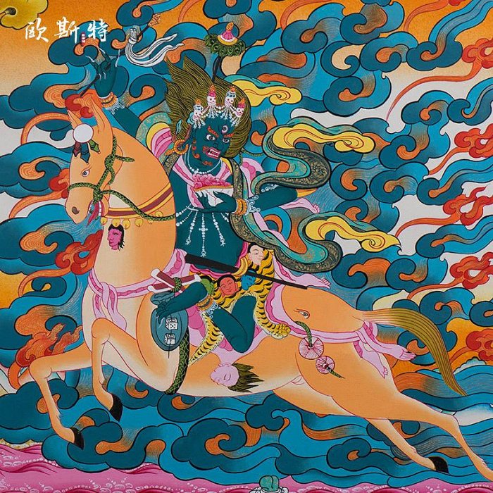 尼泊爾手繪唐卡 天然礦物顏料畫心西藏裝飾畫掛畫 吉祥天母畫像嗨購