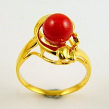 紅珊瑚 戒指 阿卡 圓珠 18K金戒指 附保證書【大千珠寶】