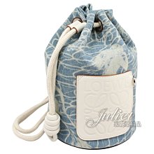 【茱麗葉精品】全新精品 LOEWE x Paula's Ibiza 水波印花帆布束口水桶包.藍/白 現貨