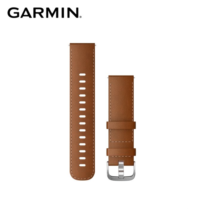 @竹北旗艦店@GARMIN Quick Release 22mm 淡棕色皮革錶帶暨銀色錶扣 原廠公司貨