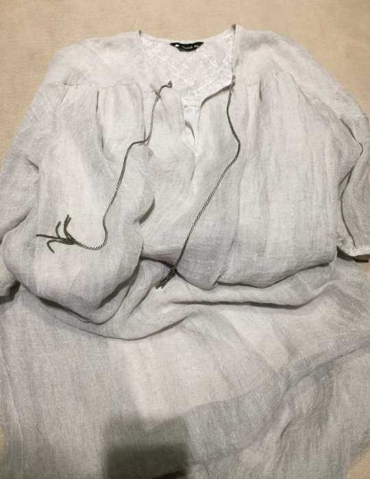 （已售出）全新 溫慶珠 淺石灰色麻質長袍 連身裙 洋裝  Isabelle Wen設計師 附吊牌