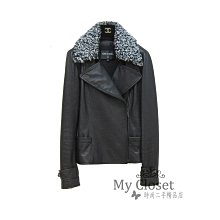 My Closet 二手名牌 Chanel 2016秋冬 黑色鹿皮 Biker Jacket 鍊帶鑲邊雙C釦 皮革外套