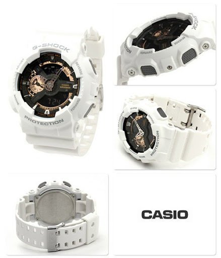 【金台鐘錶】卡西歐 G-SHOCK 白玫瑰金 橡膠錶帶 碼錶GA-110RG-7 A GA-110RG-7