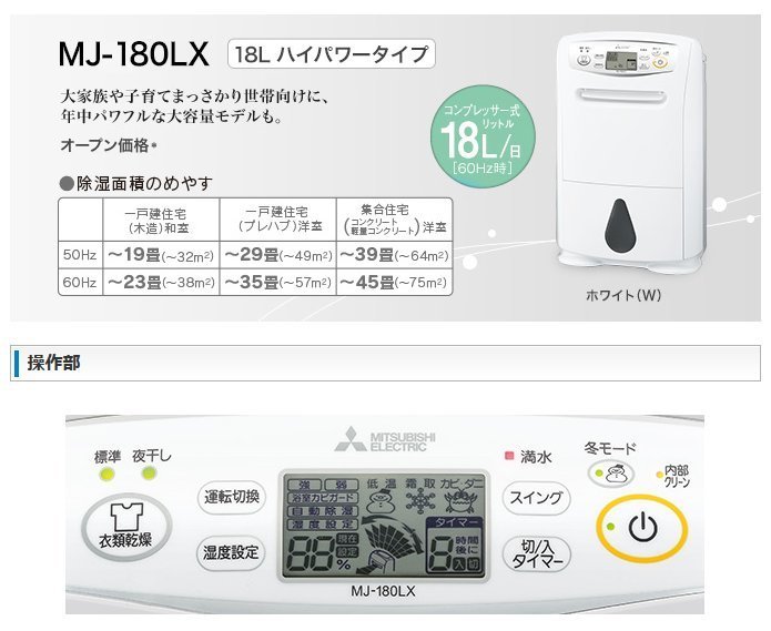 販売質屋 ＭＩＴＳＵＢＩＳＨＩ 衣類乾燥除湿器 ＭＪ－１８０ＬＸ