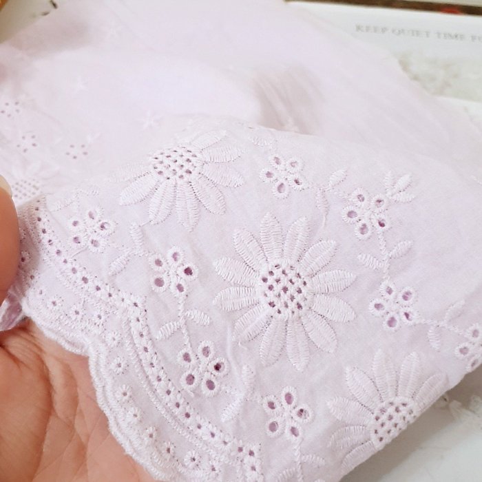 《iAsa愛莎の》手作材料✂白/紫色全棉花邊衣服輔料裙擺太陽花造型蕾絲飾桌布窗簾沙發寬25cm手工布料