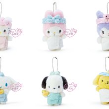 ♥小花花日本精品♥Hello Kitty美樂蒂布丁狗大耳狗 帕恰狗 酷洛米 三麗鷗 絨毛吊飾 娃娃(溫泉澡堂系列) ~3