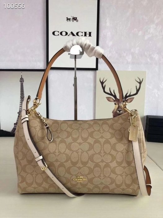 全新COACH 28967 美國正品最新款 月亮包PVC拼皮 單肩斜跨提手包 超低直購