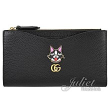 【茱麗葉精品】【全新商品】GUCCI 專櫃商品 499339 Bosco 梗犬徽章牛皮寬版長夾.黑 現貨