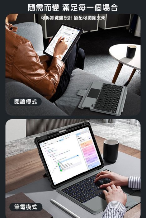 可拆卸平板保護套 悍能 iPad 鍵盤保護套(背光版) Apple iPad Air 4/5 10.9/Pro 11
