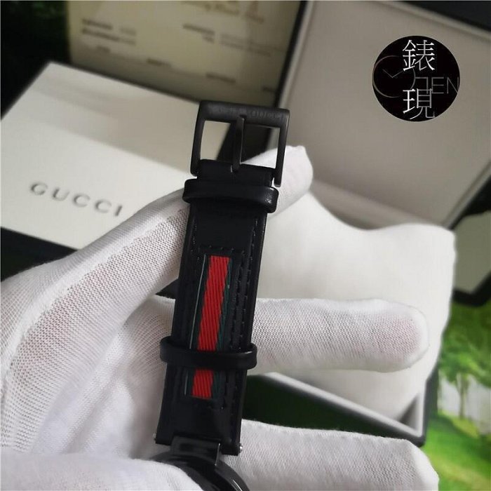 二手全新Gucci古馳手錶男錶 Interlocking G系列雙G紅綠條紋男士女生手錶YA133206