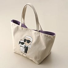 ＝86號店=預購法國KARL LAGERFELD 100%純棉帆布 耐磨抗撕雙層厚實 品牌圖案印花 女單肩手提包 如圖色