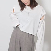 桃莉琪*moki*單品!!日系袖子挖空造型短版上衣-白色