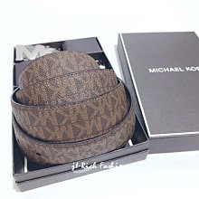 就愛精品店❤️  Michael Kors 咖啡色PVC材質雙釦頭兩面用皮帶禮盒組 #36H9MBLY4V