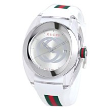 GUCCI YA137102A 古馳 手錶 46mm 白色面盤 白色橡膠錶帶 男錶