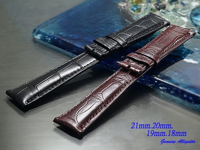 【時間探索】純正鱷魚皮-Patek Philippe  摺疊扣專用代用高級錶帶 21mm.20mm.19mm.18mm