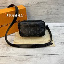 《真愛名牌精品》LV M82542 Nano Alpha 黑花 雙拉鍊 小相機包 *全新品*