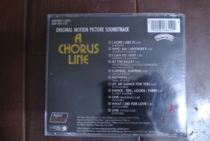 原聲帶 CD ~ A CHORUS LINE ~ 1985 PolyGram 826 655-2Q