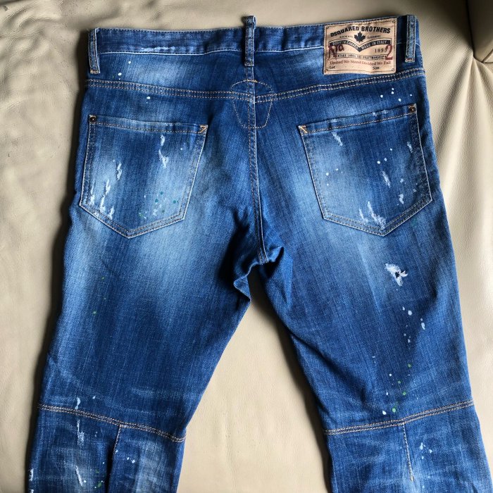 [品味人生]保證正品 Dsquared 2 D2 貼布 破損 油漆 騎士 牛仔褲 size 52 city biker jean