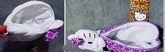 牛牛多媽*日本進口正版商品三麗鷗HELLO KITTY手機袋 耳機收納袋 豹紋紫色絨毛款 也可當零錢包+化妝包(筆袋