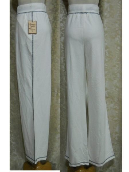 ~麗麗ㄉ大碼舖~大尺寸XL(36-44吋)米白色雙口袋鬆緊帶彈性直筒長褲~加大碼
