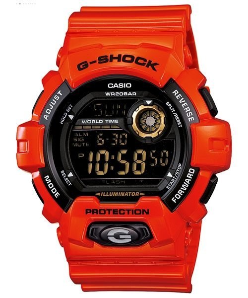 G-8900A-4橘紅G-8900A《台灣卡西歐公司貨》CASIO G-SHOCK超大LED液晶