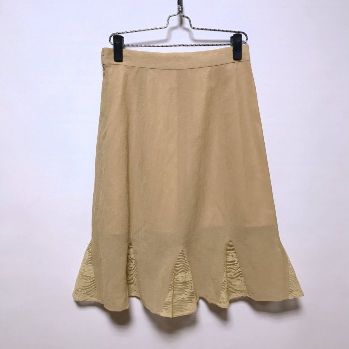 (AA159)土黃色紗質蕾絲及膝裙38號~牧牧小舖~優質二手衣~