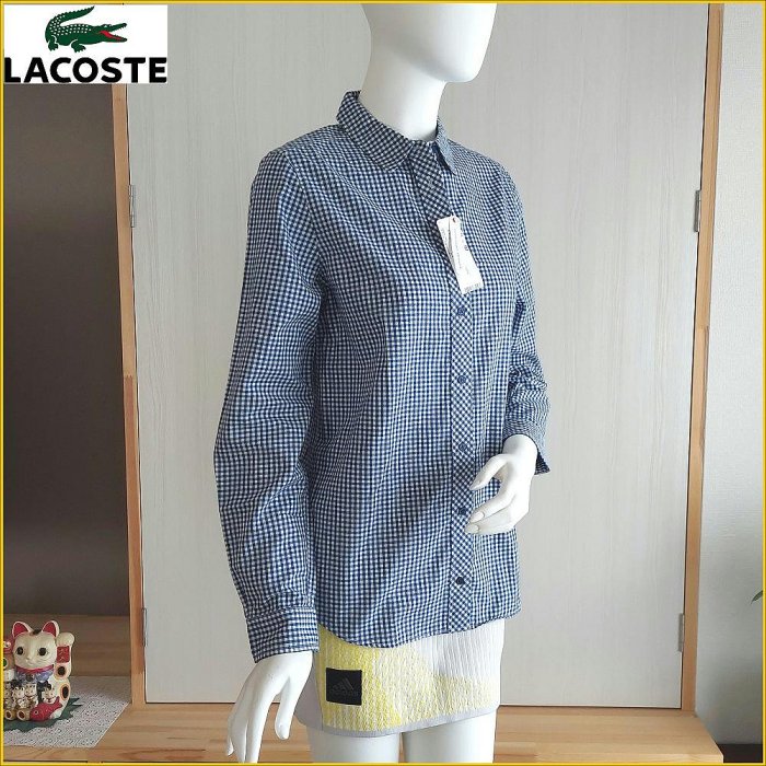 🇯🇵日本新品✈️鱷魚 長袖襯衫 女 L號 LACOSTE 鱷魚牌 寬鬆版型 格紋襯衫 A25F2L