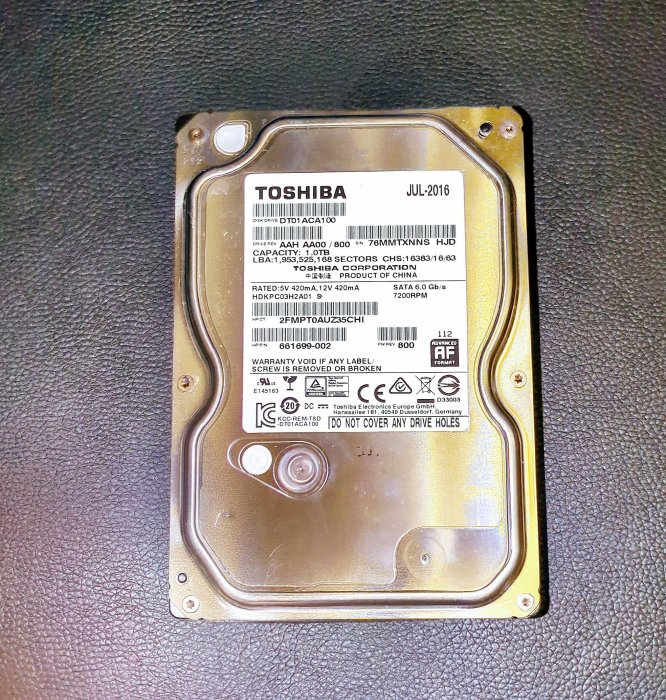 Toshiba 硬碟 1TB