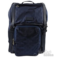 【茱麗葉精品】【全新精品 優惠中】 GUCCI 510336 經典雙G緞面尼龍束口翻蓋後背包.藍 預購