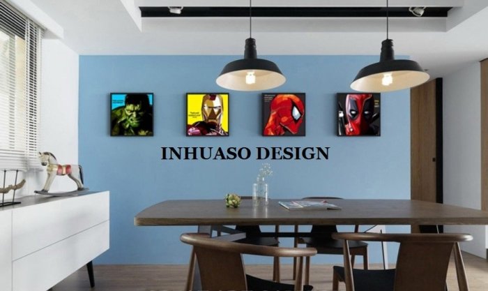 INHUASO 癮｜画｜所　POP藝術版畫MARVEL復仇者聯盟掛畫鋼鐵人蜘蛛人綠巨人浩克死侍電影海報裝飾畫(4款可選)