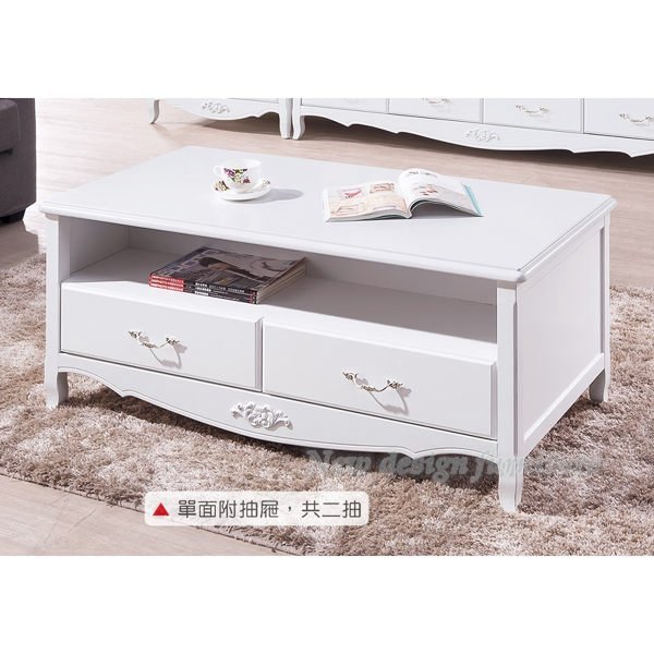 【N D Furniture】台南在地家具-法式雕花實木腳座雙抽120cm大茶几/法式茶几YH