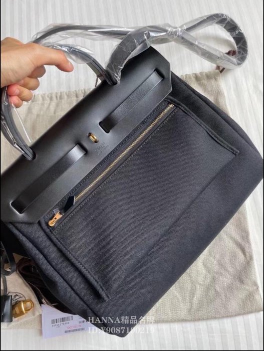 HANNA精品Hermes herbag her bag 31 新款帆布 黑色 雙肩包