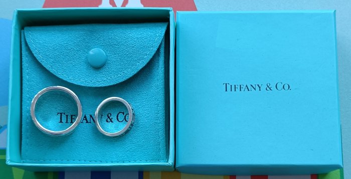 Tiffany 蒂芬尼 經典  純銀羅馬數字戒指   1對【Atlas】 【附原盒、防塵套】