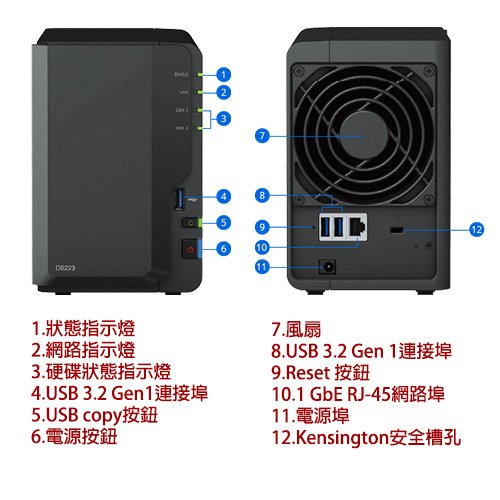 【公司貨 含稅可開統編】Synology DS223 雙層網路伺服器 NAS (不含HDD)