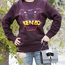 Kenzo Tiger embroidered cotton sweatshirt虎頭長袖棉T 酒紅 S 現貨