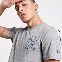 (嫻嫻屋) 英國ASOS-New Era 灰色圓領Logo 刺繡T-shirt T恤 現貨L