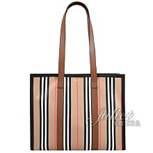 【茱麗葉精品】全新商品 BURBERRY 專櫃商品 8073056 英式條紋拼接肩背托特包.卡其 現貨