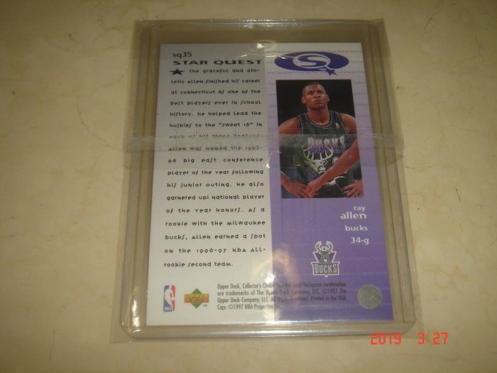美國職籃 NBA Bucks Ray Allen 1997 UD Collector Choice  #sq35 球員卡