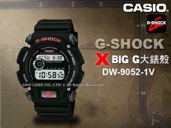 CASIO手錶專賣店 國隆 CASIO G-Shock DW-9052 男錶 黑 藍 多功能大錶徑抗震運動保固發票