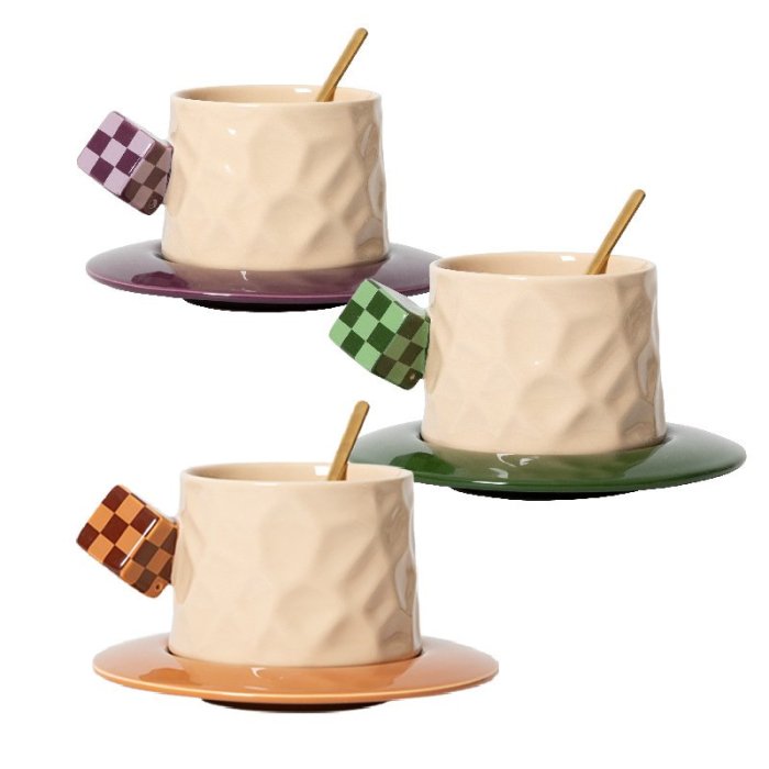 咖啡杯魔方陶瓷咖啡杯套裝高端設計高級感高顏值杯碟馬克杯子下午茶歐式