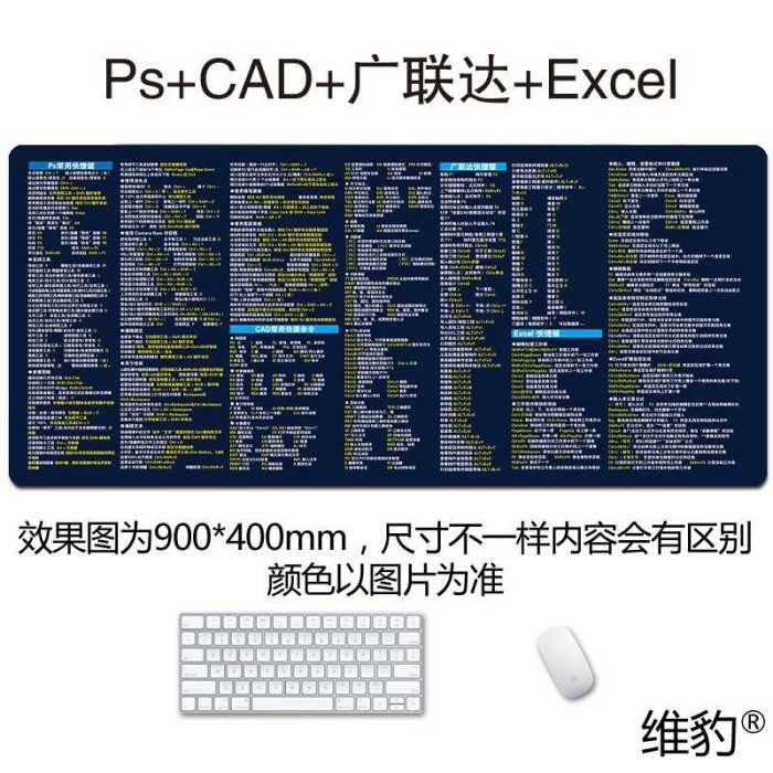 （熱銷） 廣聯達專業滑鼠墊cad excel ps wps word快捷鍵辦公皮革桌墊-極巧