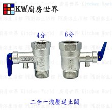 【KW廚房世界】高雄 熱水器零件 儲熱式 電熱水器 專用 逆止洩壓安全閥／洩壓閥 / 逆止閥 / 四分 / 六分