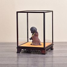 紅木雕觀音佛像玻璃罩擺件透明展示盒防塵罩工藝品古董奇石座實木