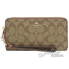 【茱麗葉精品】全新精品 COACH 專櫃商品 C4452 經典印花PVC手提式拉鍊長夾.駝/咖邊 現貨