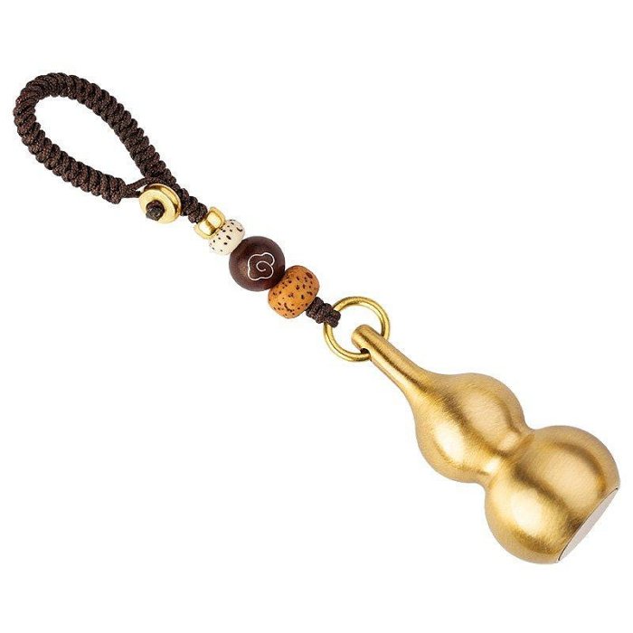 【熱賣下殺價】 首飾汽車鑰匙掛件黃銅葫蘆鑰匙扣男士個性創意純黃銅小葫蘆掛件鑰匙鏈