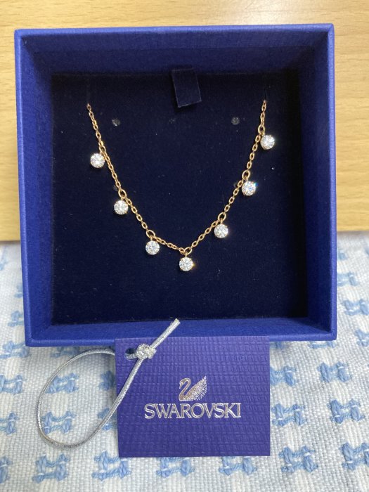 SWAROVSKI 施華洛世奇 白色水晶 玫瑰金項鍊 頸鍊 可調長短5380061 二手，僅戴過一次