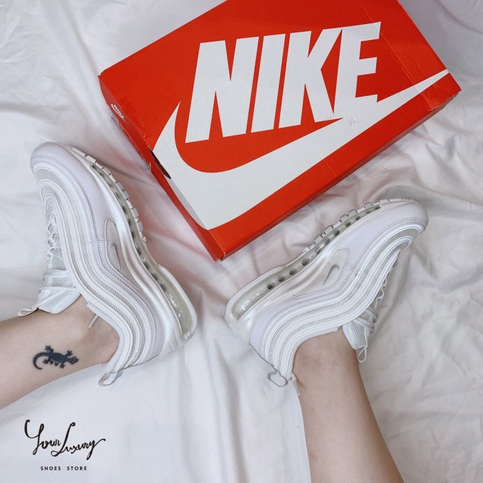 【Luxury】現貨 NIKE AIR MAX 97 全白 白色 白彈 黑 紫綠線 紫葡萄 子彈 紫勾 反光 女鞋